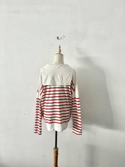Le Minor ルミノア ボーダーカットソー セーラーカラー フランス製 白・赤 画像5