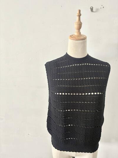 UNITED ARROWS  メッシュ編み ニットベスト ブラック 画像2