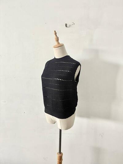 UNITED ARROWS  メッシュ編み ニットベスト ブラック 画像3