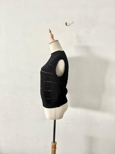 UNITED ARROWS  メッシュ編み ニットベスト ブラック 画像4