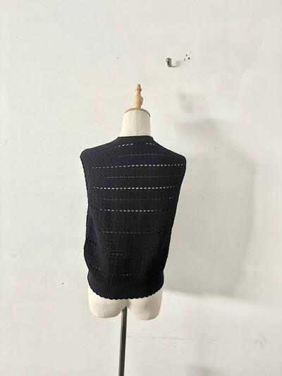 UNITED ARROWS  メッシュ編み ニットベスト ブラック 画像5