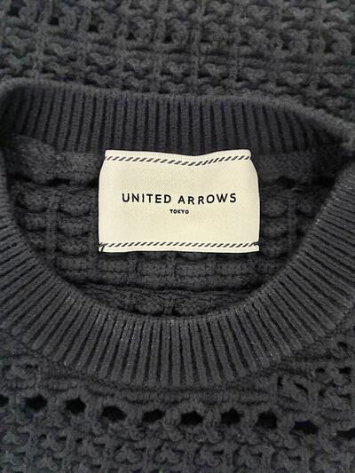 UNITED ARROWS  メッシュ編み ニットベスト ブラック 画像7