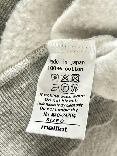 maillot マイヨ スウェットパーカー グレー 日本製 MAC-24204 画像8