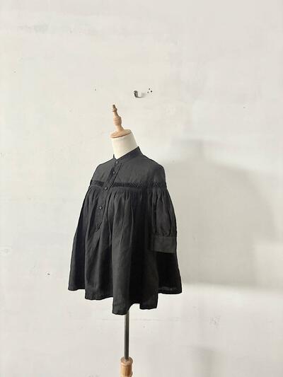 Scye サイ リネンタックブラウス ブラック 黒 38 1219-31029 画像3