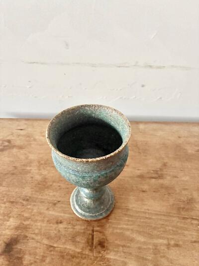 【美品】藤原純 ゴブレット ブルー 作家もの 画像3