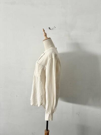 MARGARET HOWELL マーガレットハウエル リネン バンドカラーシャツ キナリ 画像4