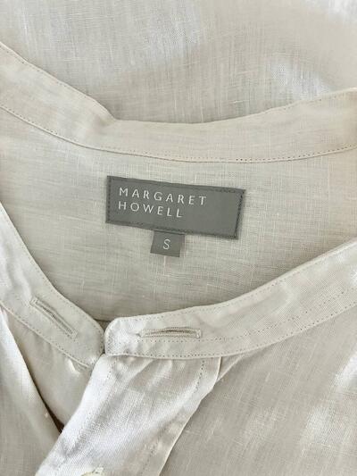 MARGARET HOWELL マーガレットハウエル リネン バンドカラーシャツ キナリ 画像6
