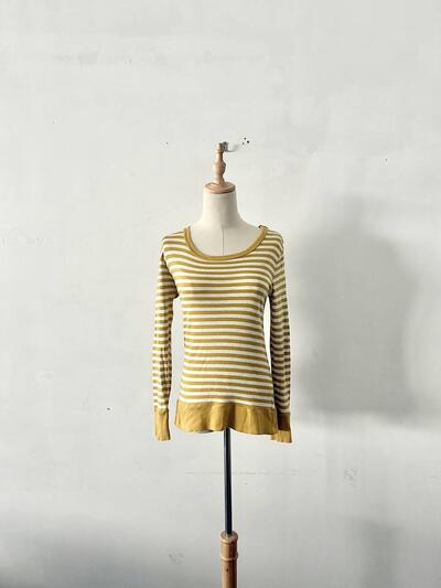 harmonie（アルモニ） オーガニックコットン ボーダー 長袖カットソー イエロー 画像1