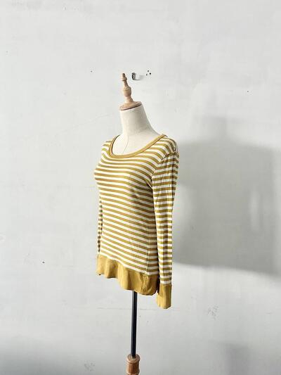 harmonie（アルモニ） オーガニックコットン ボーダー 長袖カットソー イエロー 画像3