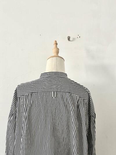 Hands of creation（ハンズオブクリエイション） コットン 縦ストライプ バンドカラー ロングシャツチュニック 画像7