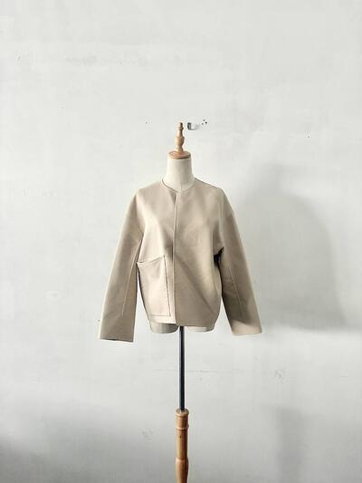 Le Glazik  リバーシブル ノーカラージャケット（ライトベージュ） 画像1
