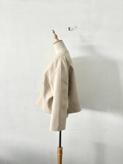 Le Glazik  リバーシブル ノーカラージャケット（ライトベージュ） 画像4