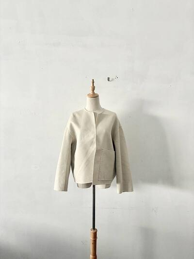 Le Glazik  リバーシブル ノーカラージャケット（ライトベージュ） 画像6