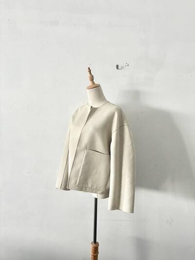 Le Glazik  リバーシブル ノーカラージャケット（ライトベージュ） 画像7