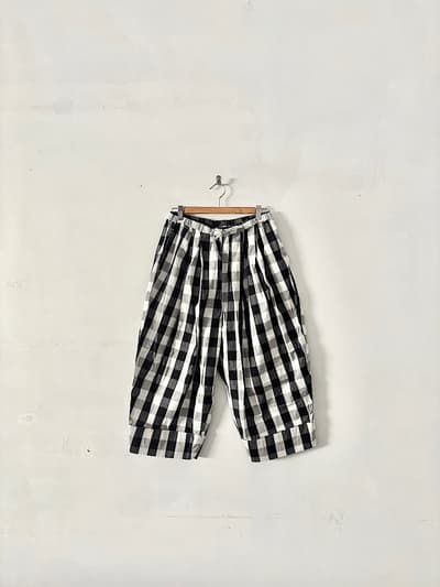 【未使用】ROBE&PEAU　チェック柄　ワイドパンツ　白黒　 画像1