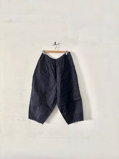 【美品】Gauze　コットンリネン　デニム　ワイドクロップドパンツ　FREE　 画像1