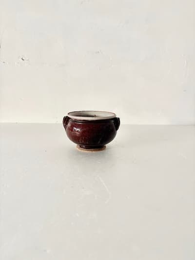 【フランスアンティーク】　CulNoir　ボウル　陶器　キュノワール　小　持ち手つき　民藝　 画像1