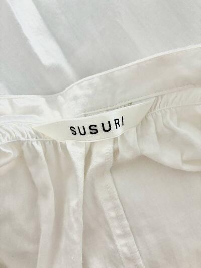 【美品】SUSURI バスタードレス　コットン ギャザー ワンピース ホワイト 画像9