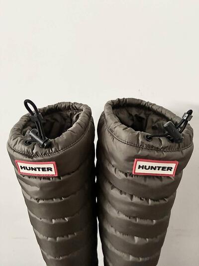 【美品】HUNTER キルティング トール スノーブーツ / レインブーツ カーキ UK6 画像4