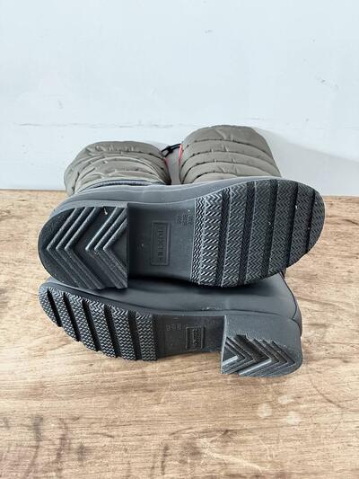 【美品】HUNTER キルティング トール スノーブーツ / レインブーツ カーキ UK6 画像8