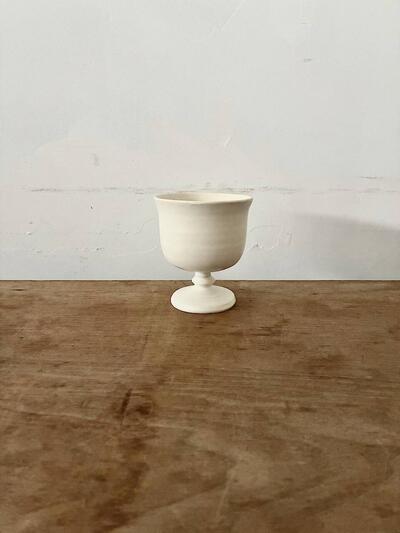 【美品】yoshida pottery 玉脚アイスカップ　アンティークホワイト　𠮷田正和 画像1