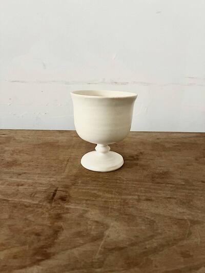【美品】yoshida pottery 玉脚アイスカップ　アンティークホワイト　𠮷田正和 画像2