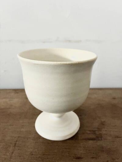 【美品】yoshida pottery 玉脚アイスカップ　アンティークホワイト　𠮷田正和 画像3