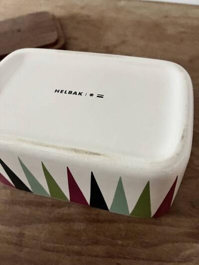 【北欧ヴィンテージ】HELBAK 三角模様 木製蓋付き バターケース キャニスター 画像8