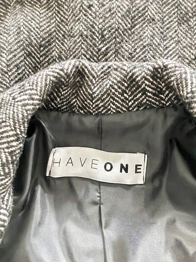 【美品】HAVEONE イタリア製 ヘリンボーン テーラードジャケット S ブラック・グレー 画像7