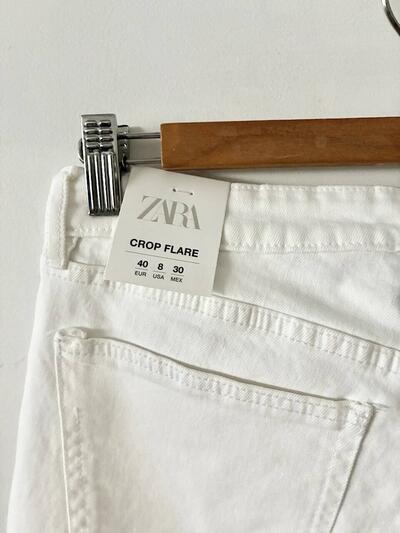 【未使用】ZARA ハイライズ クロップドデニムパンツ ホワイト 40 画像5