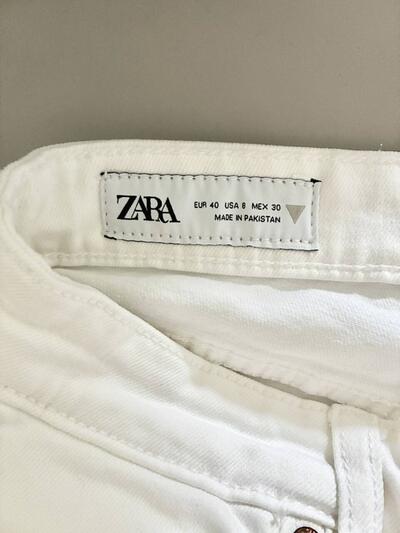 【未使用】ZARA ハイライズ クロップドデニムパンツ ホワイト 40 画像6