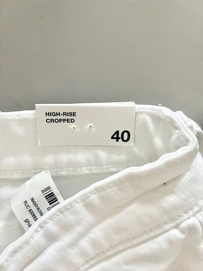 【未使用】ZARA ハイライズ クロップドデニムパンツ ホワイト 40 画像7