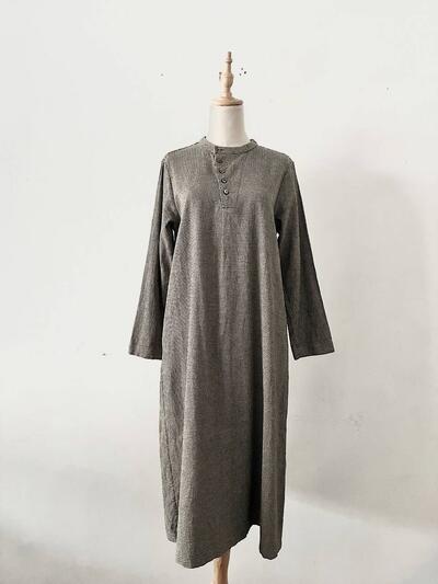 Pal'las Palace チドリ ハーフボタン バンドカラー ロング ワンピース 画像1