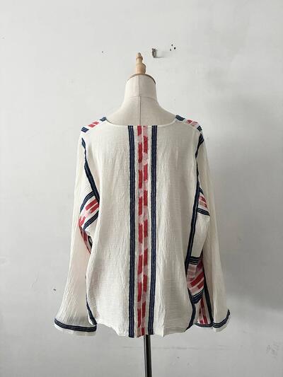 【美品】Devotion TWINS ジオメトリック 幾何学柄 Vネック ブラウス 画像7