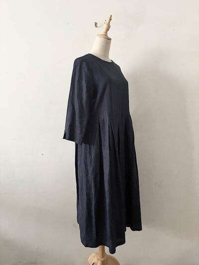 【美品】wafu. リネン ウエスト タック ロング ワンピース 画像3