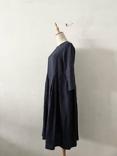 【美品】wafu. リネン ウエスト タック ロング ワンピース 画像4