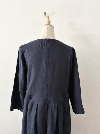 【美品】wafu. リネン ウエスト タック ロング ワンピース 画像6