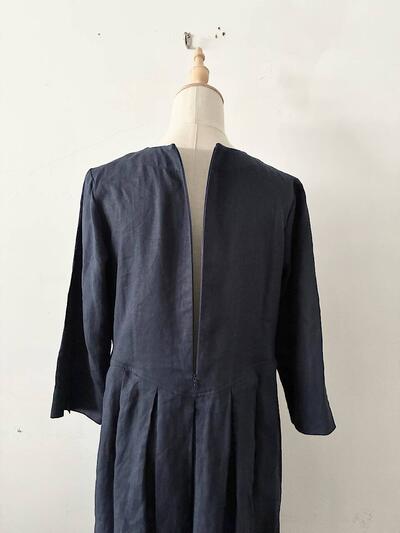 【美品】wafu. リネン ウエスト タック ロング ワンピース 画像7