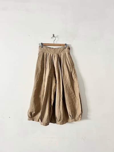 【未使用】HARVESTY　アイリッシュリネンサーカスキュロット beige　サイズ1 画像1