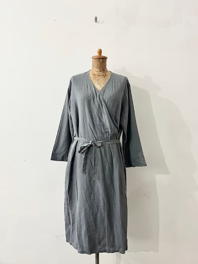【美品】evam eva   リネンカシュクールローブワンピース 画像1