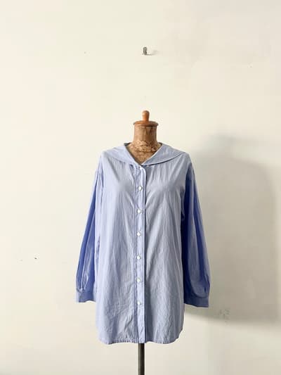 【美品】bulle de savon　ナチュラルトリプルワッシャー セーラーシャツ　サックス 画像1