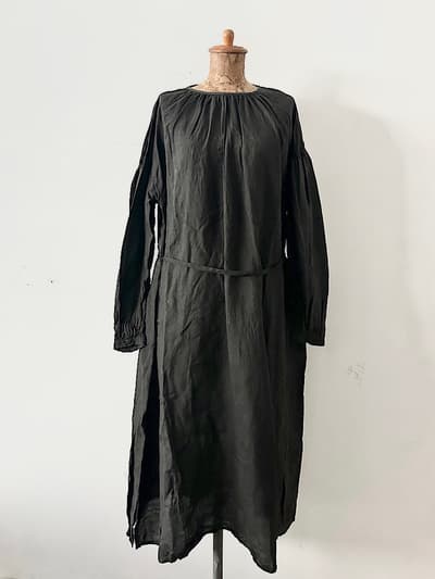 【未使用】Gauze　ラミーリネンワンピース　BLACK　G364 画像1