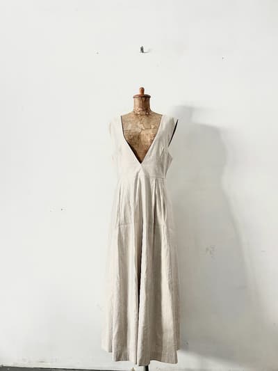 【美品】ANAYI　ジャンパースカート　サンドベージュ　ストライプ　 画像1