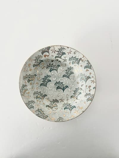 【フランスアンティーク】クレイユモントロー　ミュゲ　金彩　深皿　19世紀　26cm　 画像1