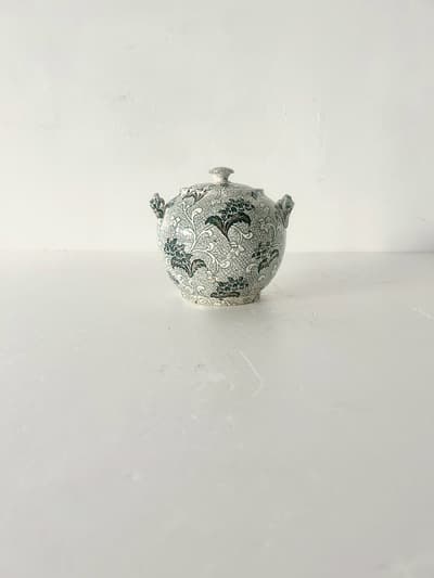 【フランスアンティーク】クレイユモントロー　ミュゲ　金彩　シュガーポット　19世紀　　 画像1