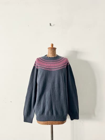【美品】MORRIS＆SONS　ジーロンラム ノルディックセーター　サイズ2　 画像1