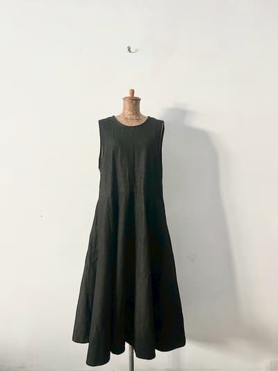 【美品】eunoia　デニムフレアドレス 黒　コットン　  画像1