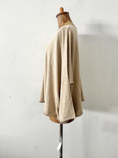 【未使用】Veritecoeur Tラインニットワイドプルオーバー ベージュ 画像4