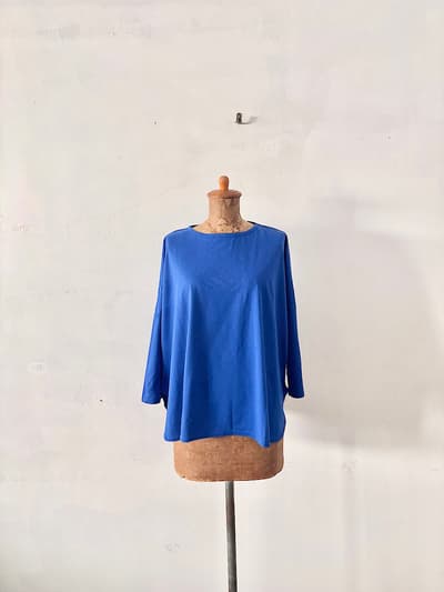 【未使用】harmonie   オーガニックコットン プルオーバー　ブルー 画像1