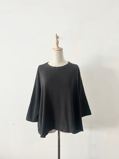 【美品】45R　BIG T-SHIRT　黒　コットン　サイズ0　 画像1